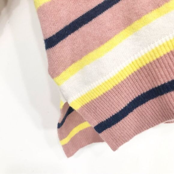 Ann Taylor Pink Navy Yellow Striped Knit Boyfriend Cardigan Sweater - Picture 14 of 16